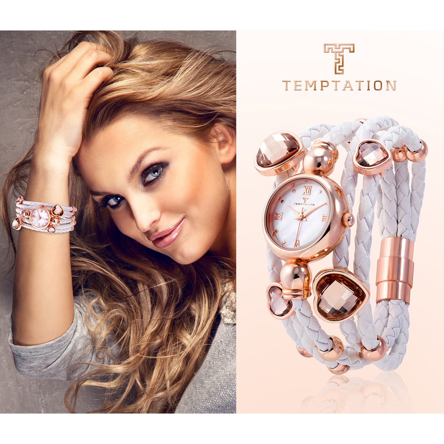 Temptation dames WIT horloge TEA-2015-03, kralen en hangers - Afbeelding 2