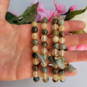 Citrien en Mos Agaat armband voor brede arm