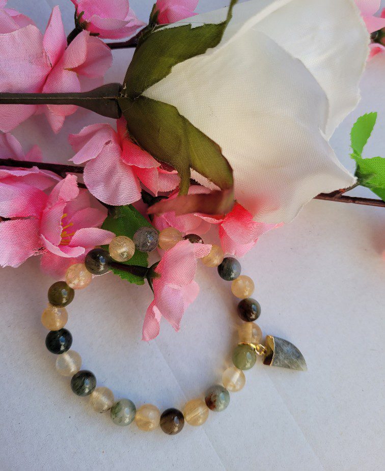 Citrien en Mos Agaat armband voor brede arm - Afbeelding 3