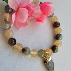 Citrien en Mos Agaat armband voor brede arm