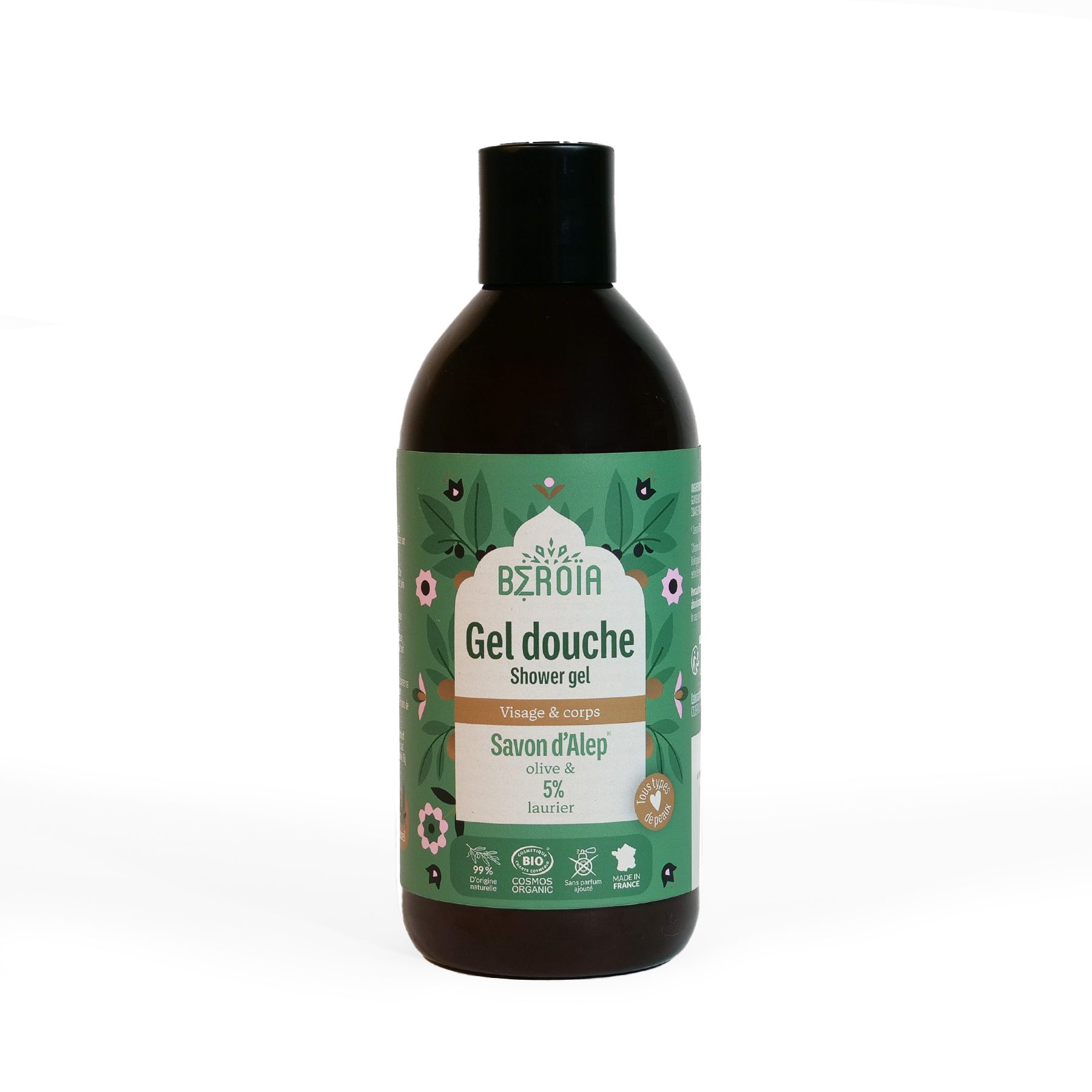 Cosmos gecertificeerd Biologisch Aleppo douchegel met olijfolie en 5% Laurier blad - haar - huid - gezicht 300ml
