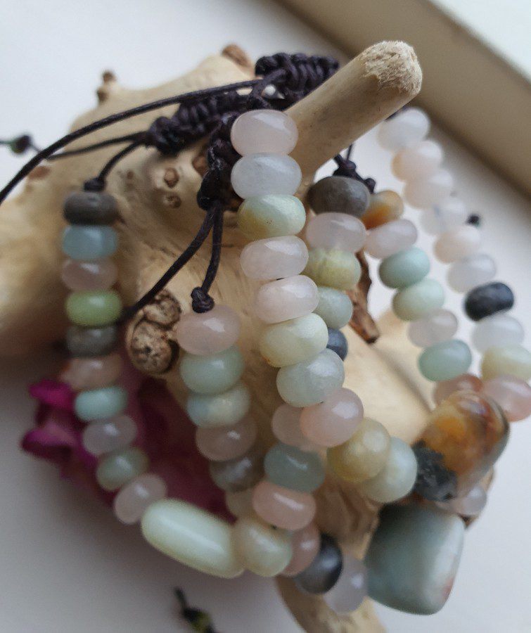 Handgemaakte edelsteen armband - Amazoniet vierkante kraal - boho armband voor dames
