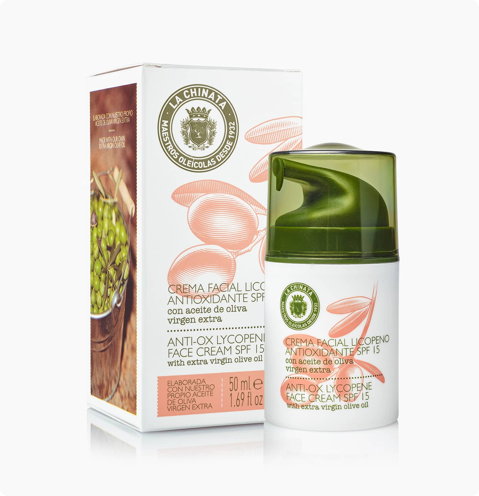 La Chinata natuurlijke Gezicht dag crème met antioxidant lycopeen SPF15 - met anti-age werking - 50ml