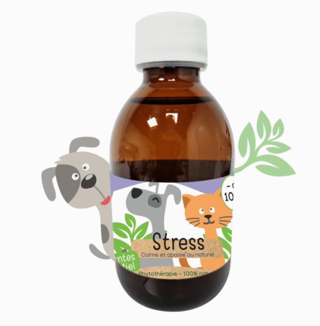 KasTete Franse Natuurlijke anti-stres siroop - honden en katten minder dan - 10 kg - Passiebloem - meidoorn 200ml