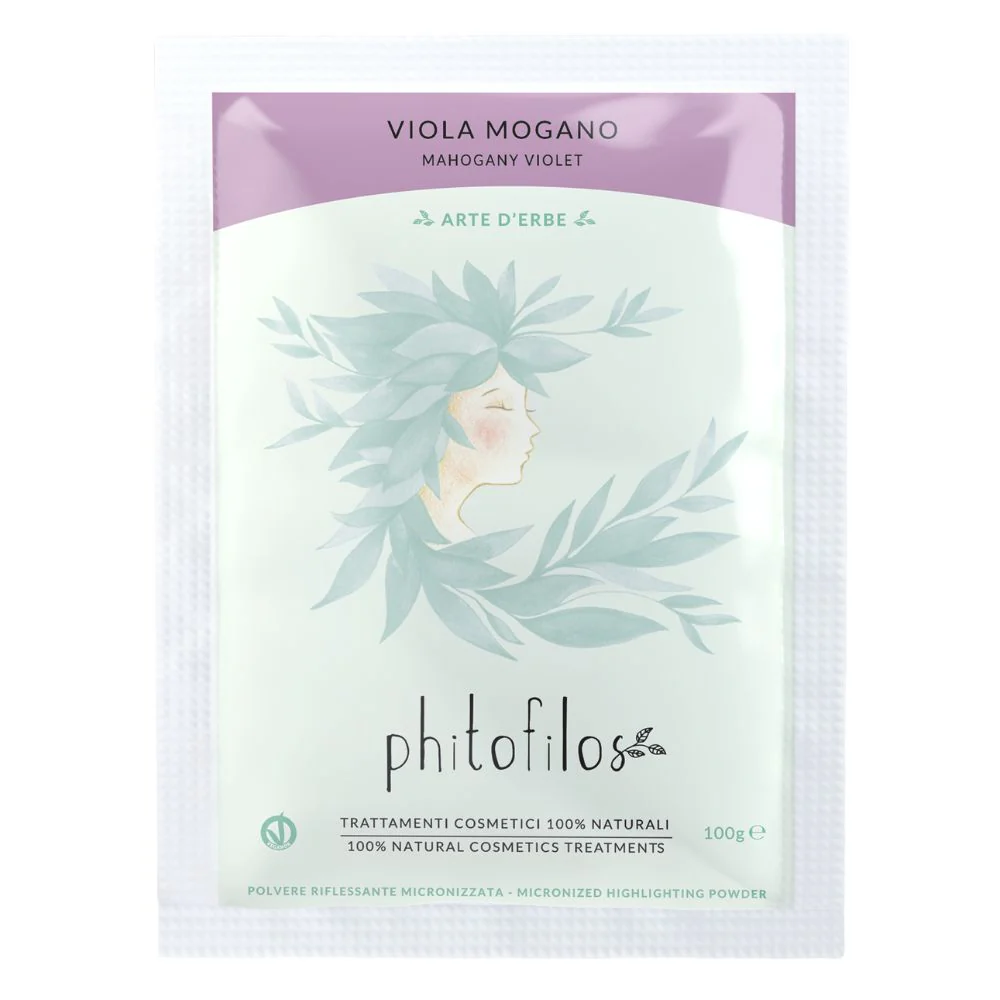 Phitofilos puur en biologische voedende henna kleur AUBERGINE, versterkt en beschermt het haar, goede dekking, natuurlijke glanzend kleur, gecertificeerde haarverf 100g