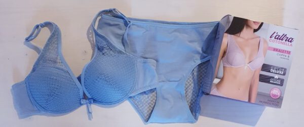 Italiaanse katoenen lingerie set in AZUUR BLAUW,  M - 75B - Afbeelding 5