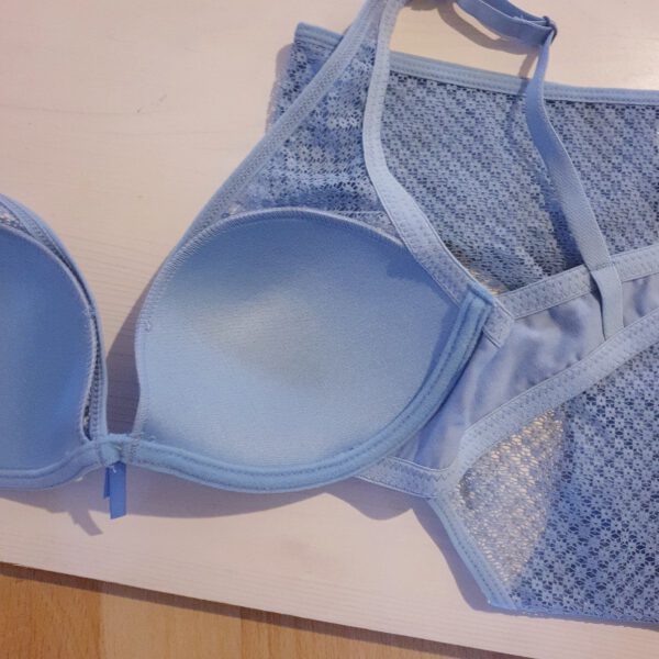 Italiaanse katoenen lingerie set in AZUUR BLAUW,  M - 75B - Afbeelding 4