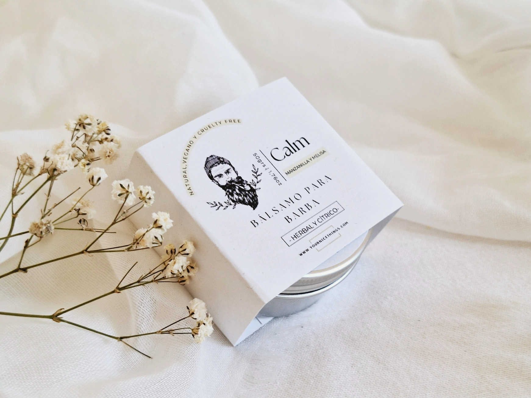 Biologische veganistische Baard balsem - CALM - kamille - huid - baard - haar - melisse - citrus 50ml