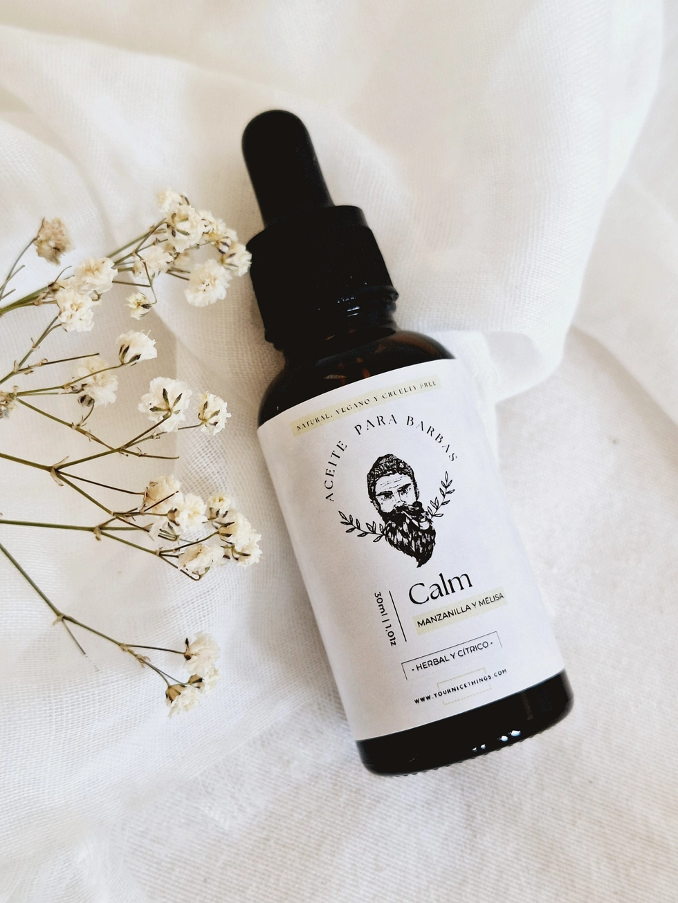 Biologische veganistische Baardolie - CALM - houtnoten - huid - baard - haar - melissa - citrus 30ml - Afbeelding 3