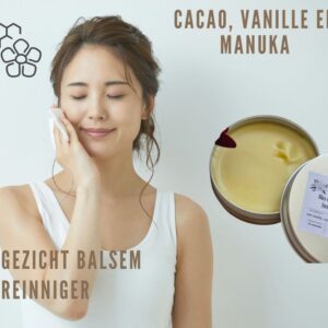Handgemaakte ruwe gezicht balsem reiniger - dubbel cleansing - manuka - vanille - cacao 80ml