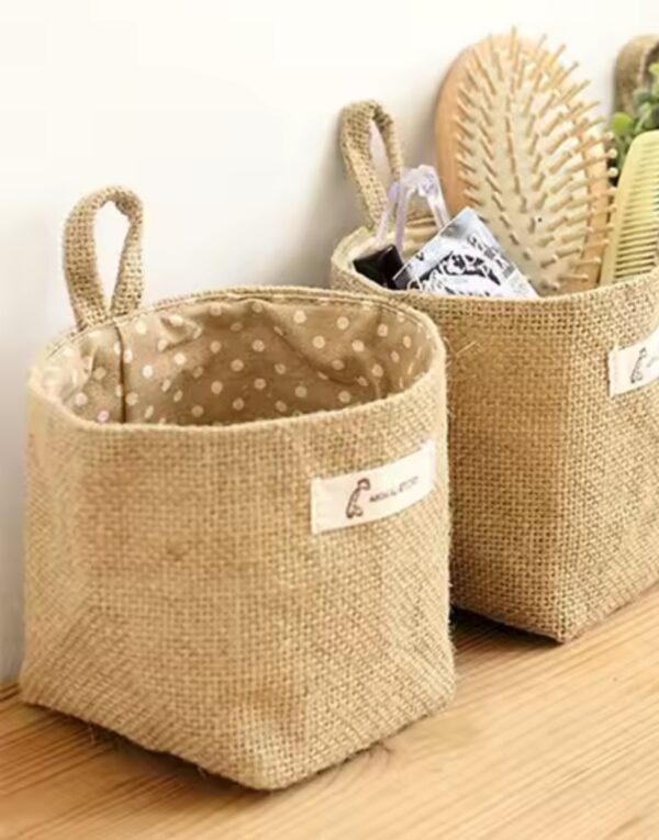 Set van 3 stuks Biologische katoenen gezicht zachte wafel doeken in een mini beauty sisal mandje 4st - Afbeelding 7