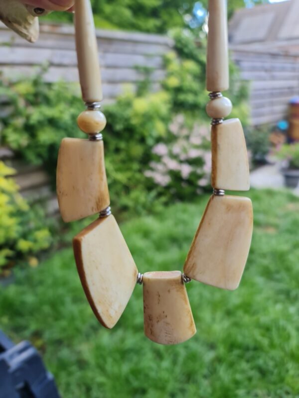 Tibetaanse etnische ketting - Buffalo bot - gepolijst -  handgemaakt - statement ketting 1st - Afbeelding 6