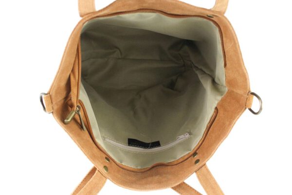 Suède vrouwen schouder tas met zakken in ZWART, shopper dames tas - Afbeelding 2