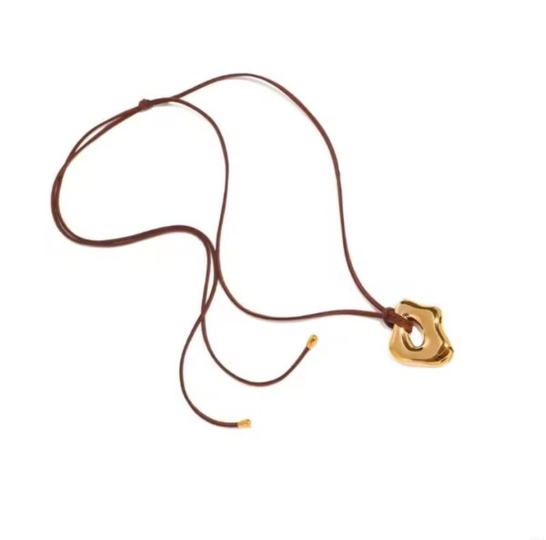 Stoere ketting van roestvrij staal met een fantasie GOUDEN hanger - lange koord - Afbeelding 5
