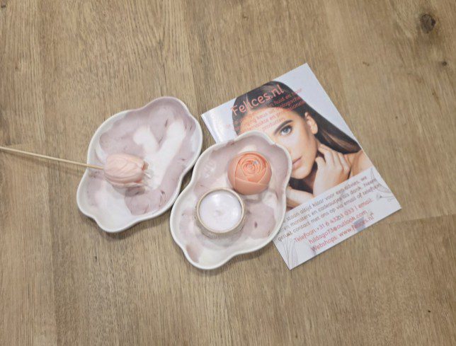 2 stuks Handgemaakte opberg bakjes- sleutel of sieraden houder - asymmetrisch kaarsen houder 2st