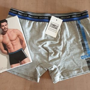 Enrico Coveri Set van 2 stuks katoenen heren mannen boxer, GRIJS en BLAUW kleur, Maat M