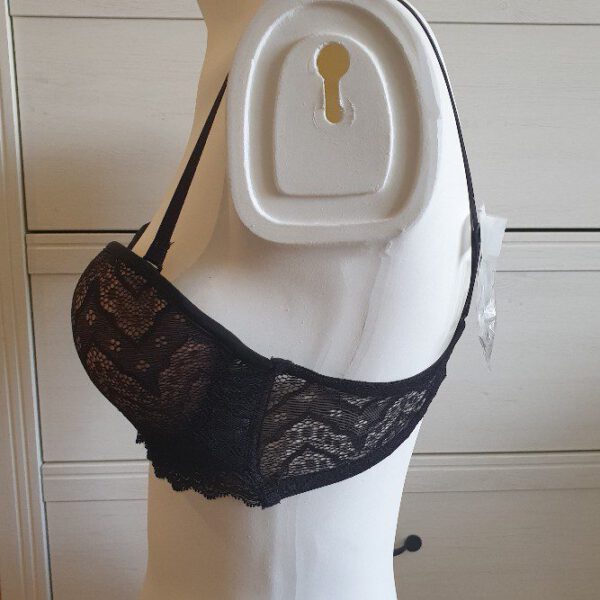 Italiaanse Beha in zwart en tan, balconette, Maat 80A/B - Afbeelding 6