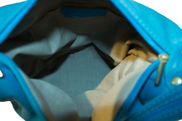 Echte leren rugtas met platte bodem, BRUIN kleur, ritssluiting, binnen vak rugzak voor dames - Afbeelding 2