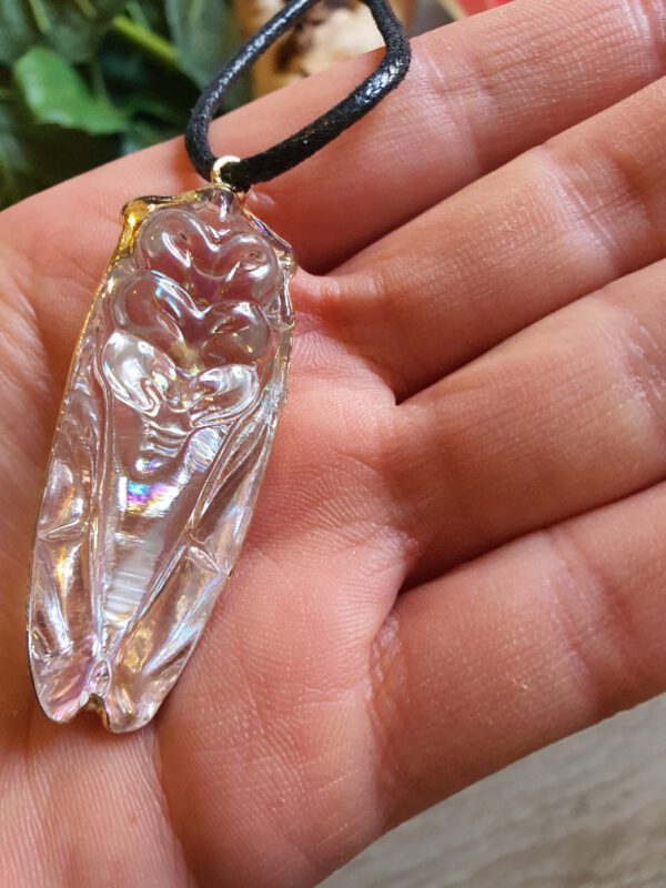 Ketting van oxy kristaal in een aparte vorm met katoenen koord - Afbeelding 3