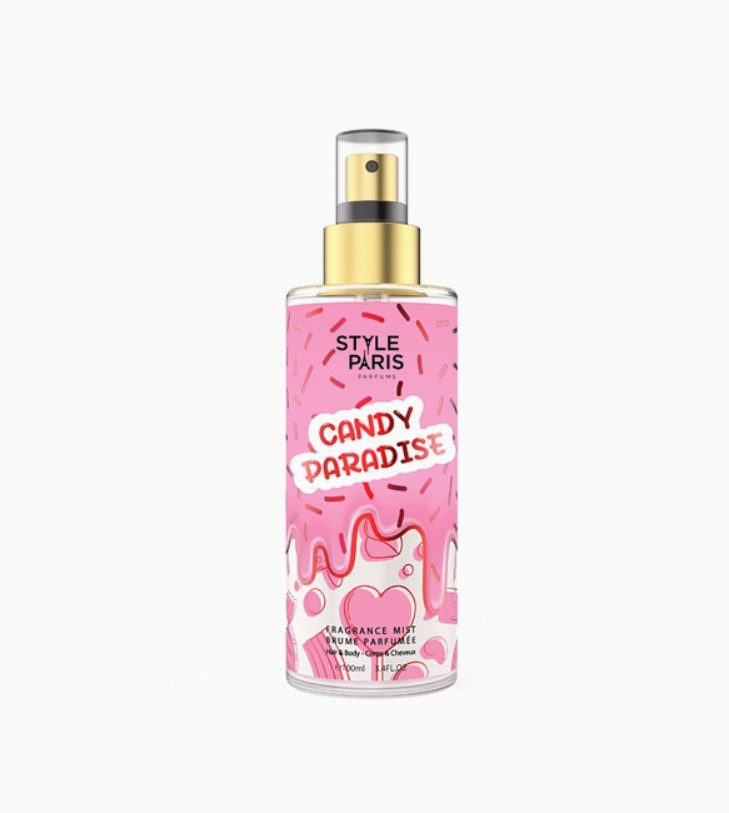 Franse dames Lichaam en Haar spray CANDY PARADISE - Aardbei - violet - vanille - musk 100ml