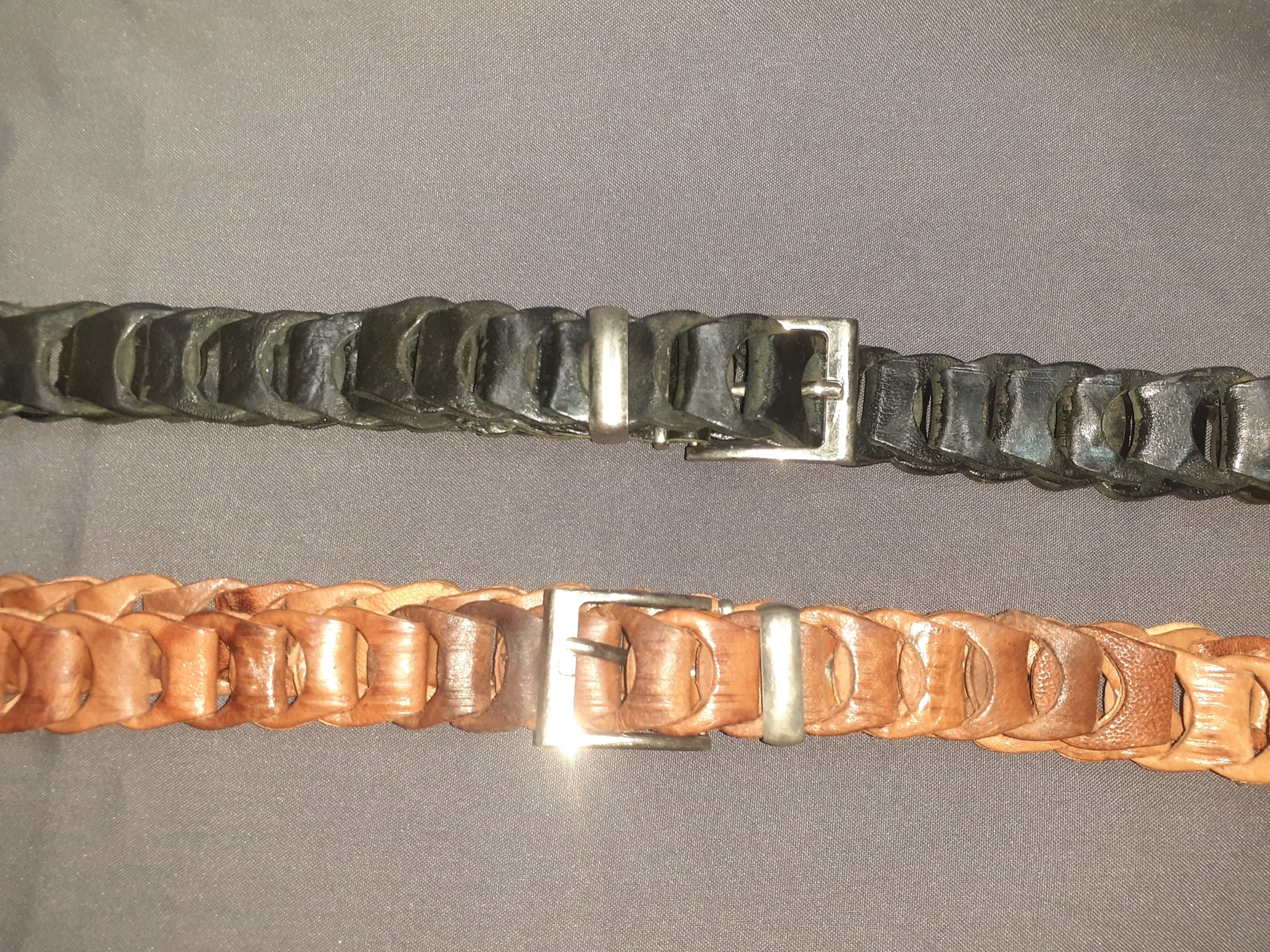 Handgemaakte leren slinger ceintuur - lederen riem mannen en vrouwen - gesp sluiting WARM BRUIN kleur 120cm - Afbeelding 3