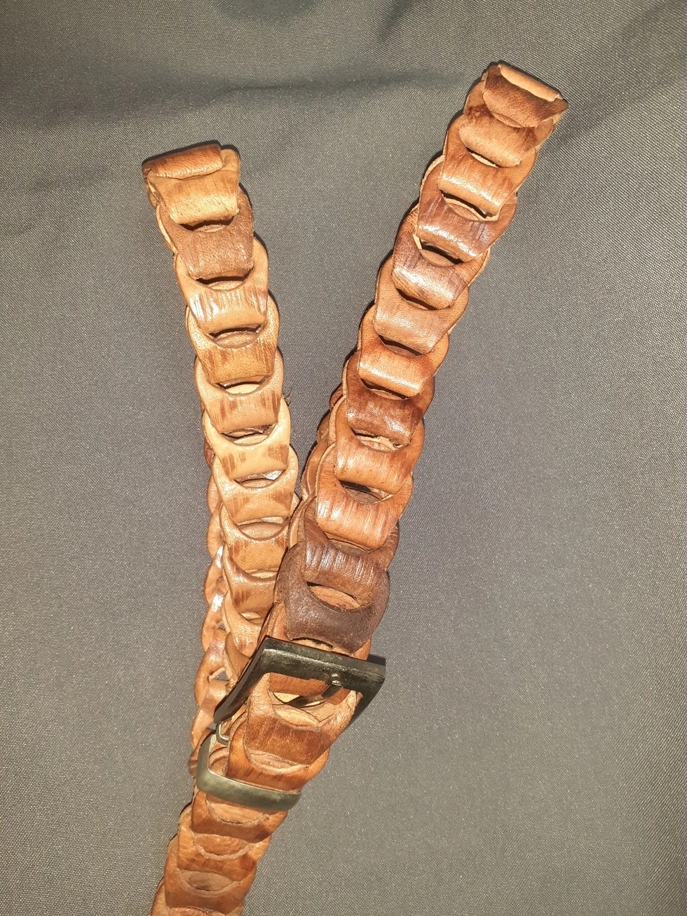 Handgemaakte leren slinger ceintuur - lederen riem mannen en vrouwen - gesp sluiting WARM BRUIN kleur 120cm - Afbeelding 2