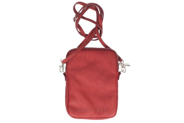 Lederen schoudertas - crossbody - mobile telefoon - rits sluiting - stoere leren tasje - ROOD kleur - Afbeelding 2