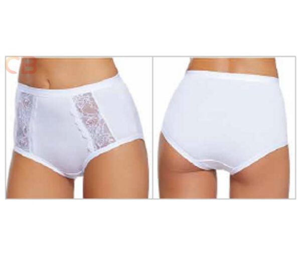 Set van 2 stuks Katoenen dames slip in WIT met kant en hoge talie maat 3XL-8
