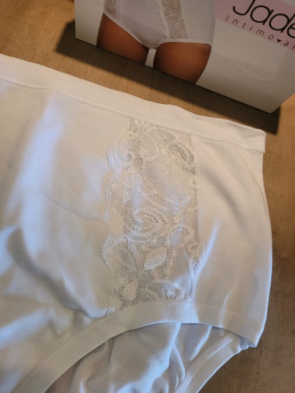 Set van 2 stuks Katoenen dames slip in WIT met kant en hoge talie maat 3XL-8 - Afbeelding 3