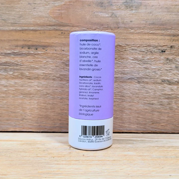 Biologische Vaste deodorant Lavendel - kokosolie en bijenwas - deo stick- handgemaakt in Frankrijk 60gr