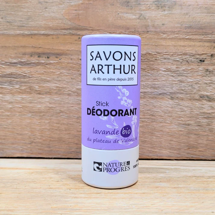 Biologische Vaste deodorant Lavendel - kokosolie en bijenwas - deo stick- handgemaakt in Frankrijk 60gr
