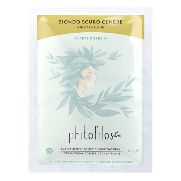 Phitofilos biologische henna verf poeder - Donker asblond kleur - voedt en hersteld haar 100gr - Afbeelding 2