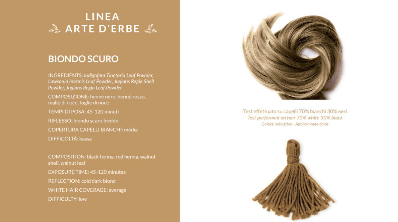 Phitofilos biologische haar henna verf poeder - DONKER BLOND kleur - Biondo scuro 100g