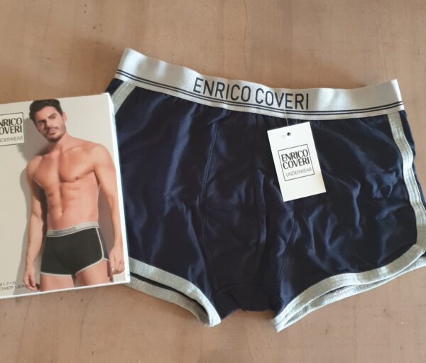 Enrico Coveri Set van 2 stuks katoenen heren boxer in ZWART/BLAUW EN GRIJS - MAAT L - Afbeelding 5