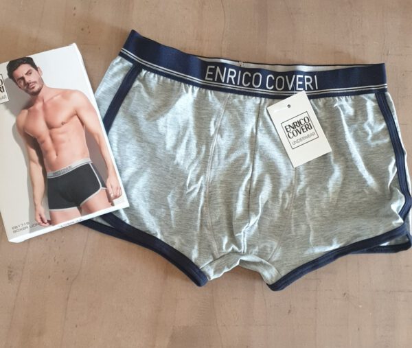 Enrico Coveri Set van 2 stuks katoenen heren boxer in ZWART/BLAUW EN GRIJS - MAAT L - Afbeelding 4