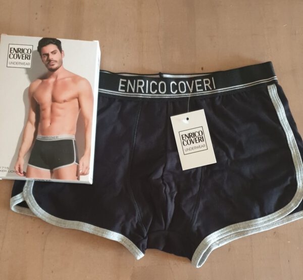 Enrico Coveri Set van 2 stuks katoenen heren boxer in ZWART/BLAUW EN GRIJS - MAAT L - Afbeelding 3