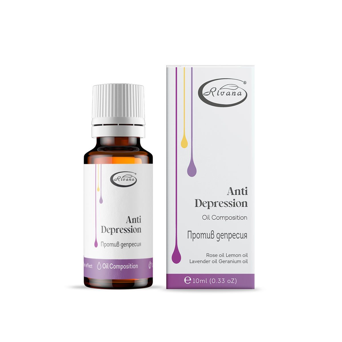 Biologische etherische olie compositie tegen Depressie met lavendel en rozenolie 10ml