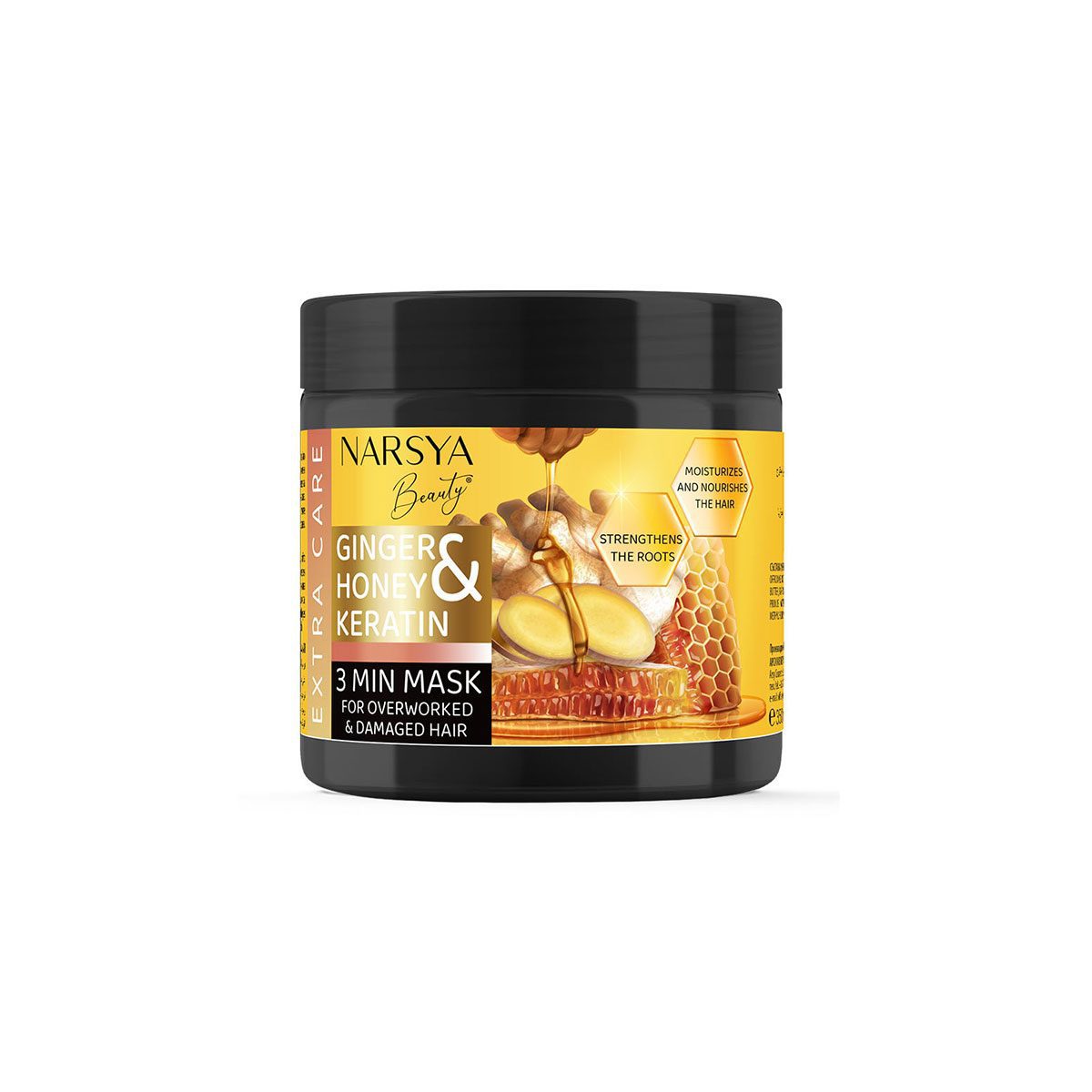 Natuurllijke haar masker met gember, honing en keratine voor zwak en droog haar  350ML