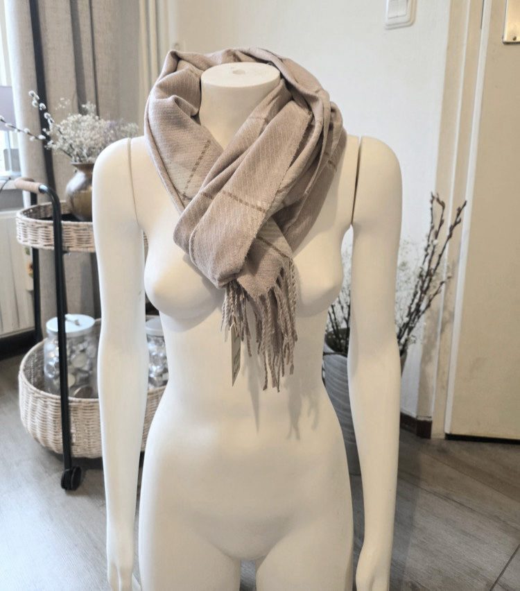 Zachte sjaal geruite scarf POEDER ROOS herfst - winter - wol en viscose - geschikt voor dames en heren1st