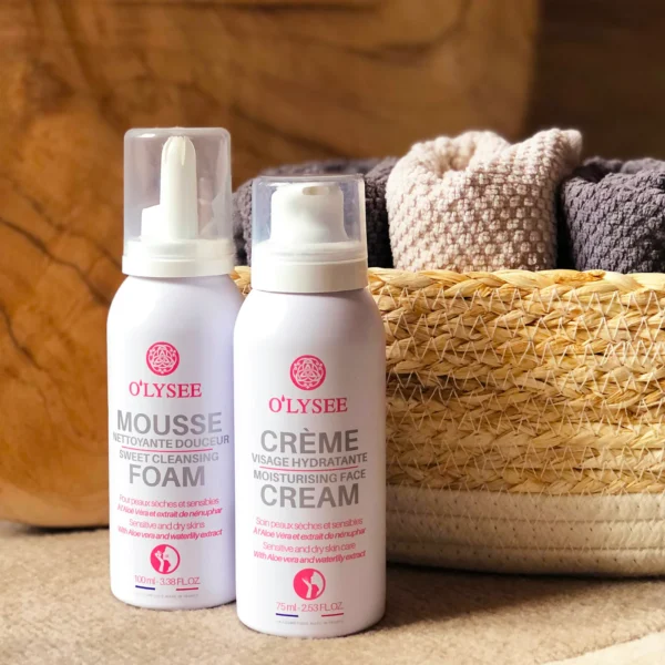 Biologische hydraterende gezicht set - gezicht reiniger en creme - zuivert en hydrateert droge huid 2x75-100ml