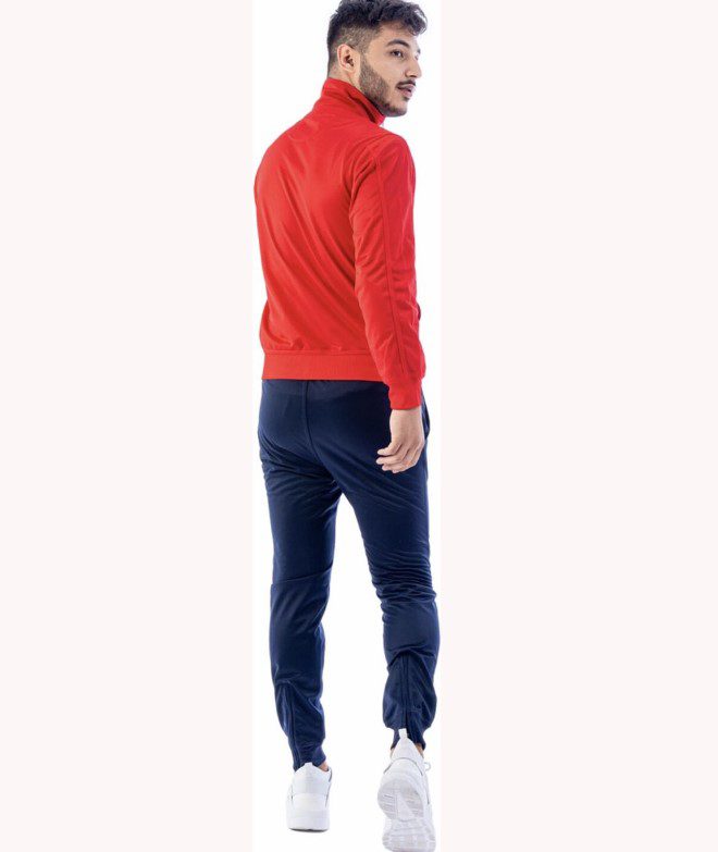 Givova Italiaanse sport merk trainingspak voor heren in kleur Blauw/Rood - vest ritssluiting - zijzakken - hoge kraag maat 3XL