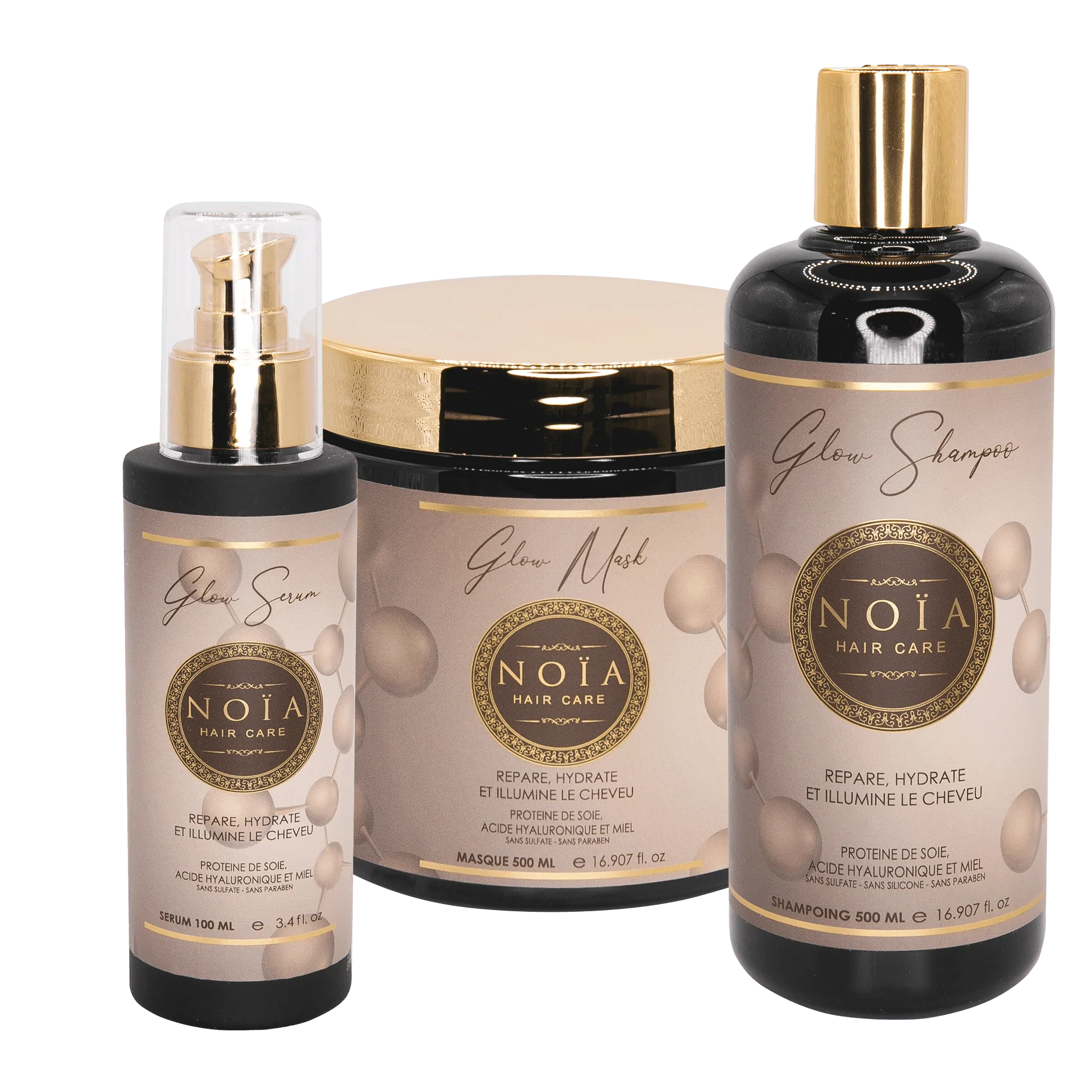 Noïa Luxe Professionele GLANS haar olie - Zijdeproteïne, Hyaluronzuur & Honing 100ml