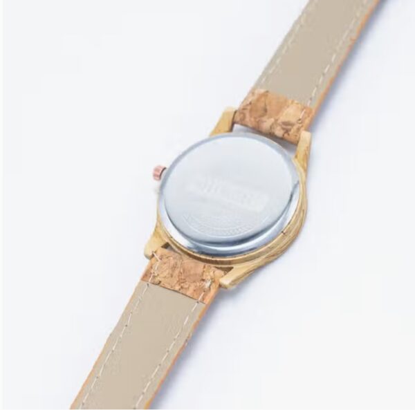 Ecologische Horloge met eerlijke kurk band voor dames - milieuvriendelijk- goudkleurig horloge kast WA-359 - Afbeelding 2