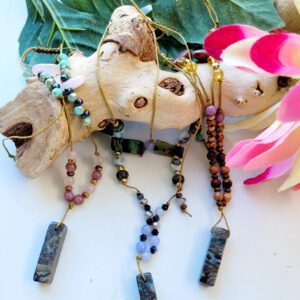 Handgemaakte Edelsteen ketting fantasie kleuren met Mos Agaat