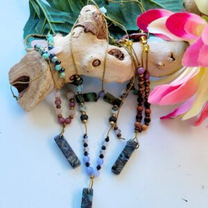 Handgemaakte Edelsteen ketting fantasie kleuren met Mos Agaat