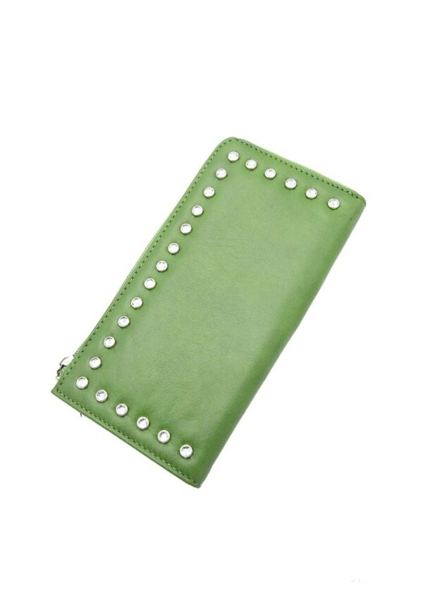 Leren portemonnee dames GROEN kleur, vele vakken
