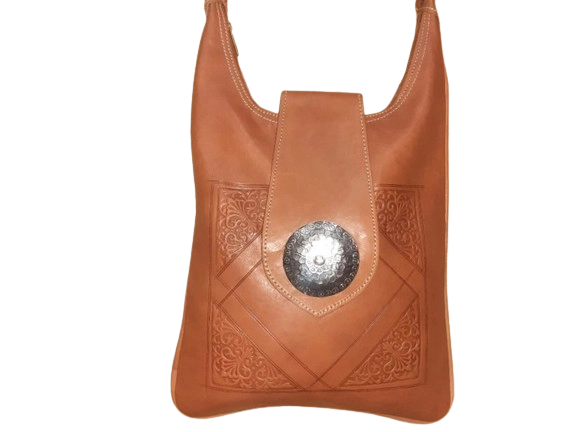 Handgemaakte schouder tas van echte leer - Marokkaanse tas - messing decoratie - grote mooi tas DIVERSE KLEUREN - Afbeelding 3