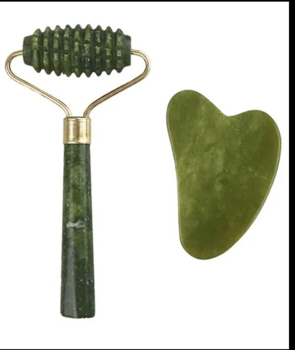Jade Gua Sha en gezicht punt roller - gezicht massage - huid verjongen - anti-age - doorbloeding 2st