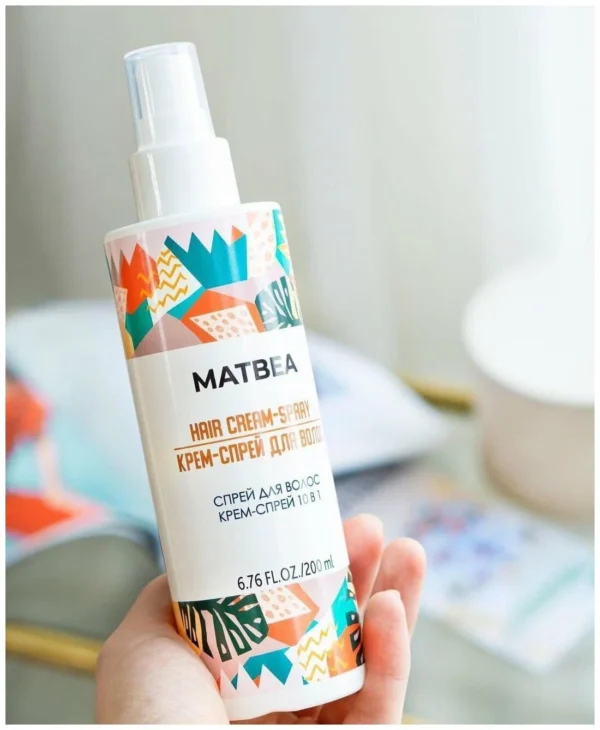 Matbea Haarcrème-spray 10in1 - tegen broosheid - anti-frizz - krullend haar - keratine - zon  200ml