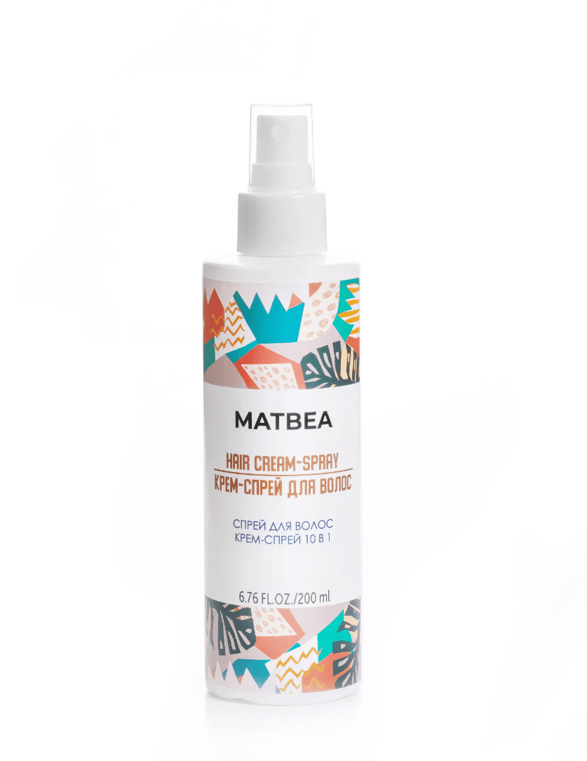 Matbea Haarcrème-spray 10in1 - tegen broosheid - anti-frizz - krullend haar - keratine - zon  200ml